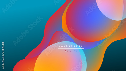 Abstract colorful layers overlap, creating dynamic visual effect. Gradient hues blend smoothly, forming modern background design.