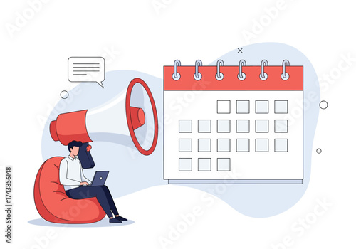 Announcing important dates and events with a megaphone and calendar.