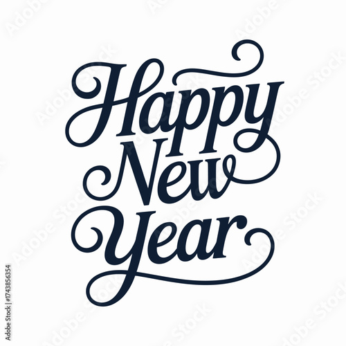 Elegant calligraphy happy new year vector illustration scalable eps graphics for festive celebrations silhouette vector illustration white background