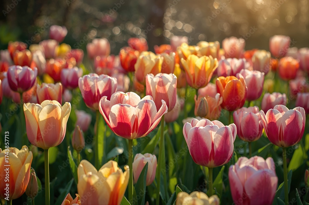 Fototapeta premium Spring Tulips Highlighted Locally