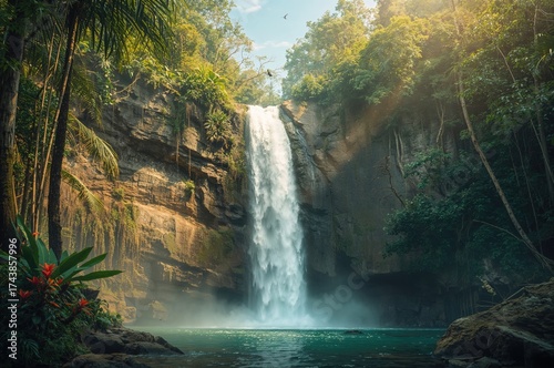 Water cascade located in the northeastern region