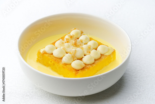 Gourmet Saffron Milk Cake with Cream Topping