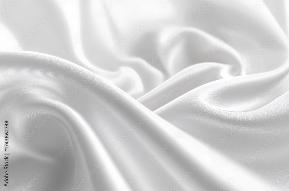 Obraz premium Soft blurred pattern on white silver satin silk fabric with natural texture