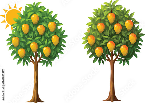 Mango, tree, ripe, fruit, orchard, tropical, agriculture, summer, harvest, nature, green, foliage, sunlight, environment, organic, farming, landscape, Bangladesh, juicy, yellow, orange, hanging, 