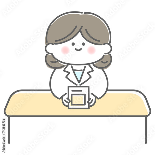 Pharmacist handing out medicine at reception