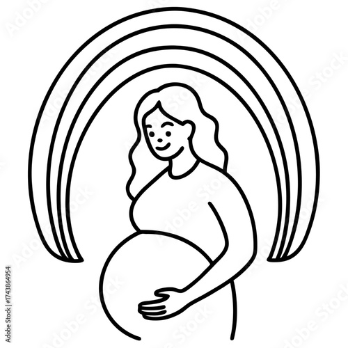 Pregnant woman with rainbow outline a symbol of hope and new beginnings celebration of life