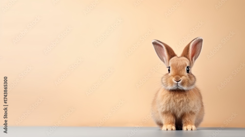 Obraz premium cute animal pet rabbit or bunny brown color smiling and laughing isolated with copy space for easter background, rabbit, animal, pet, cute, fur, ear, mammal, background, celebration, generate by AI