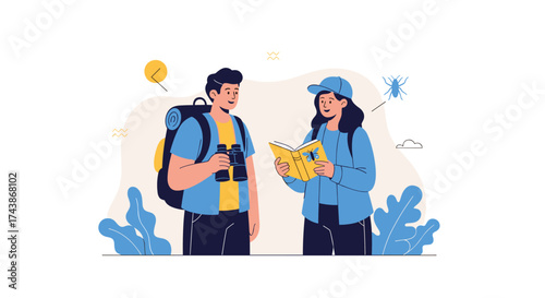 Exploring the vast wilderness with a trusty map and binoculars as companions on an adventure.