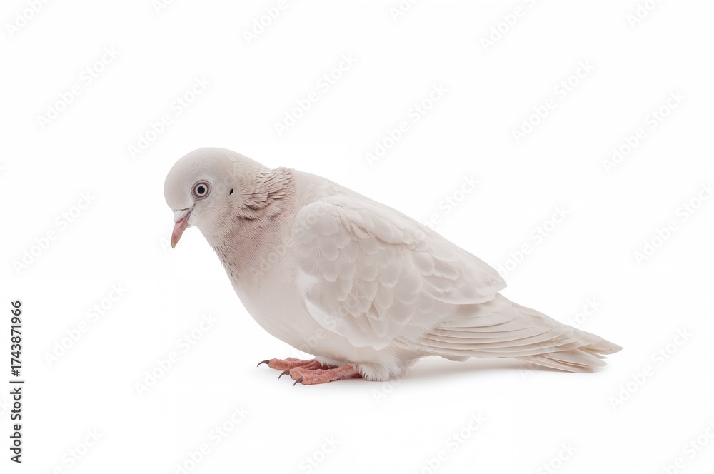 Obraz premium White pigeon against a plain white backdrop