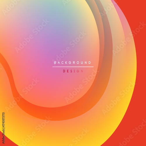 Abstract fluid shapes blend vibrant colors. Gradient transitions create smooth visual flow. Minimalist design with text overlay.