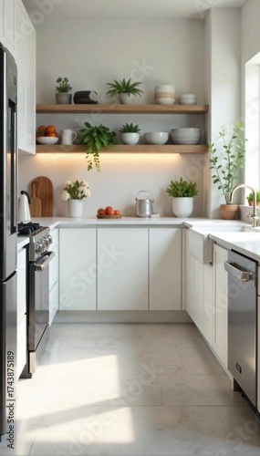 Wallpaper Mural Sparkling Clean Kitchen Gleaming Appliances, Calm Order, and Freshly Mopped Floors Showcase a Thoroughly Cleansed and Serene Household Torontodigital.ca