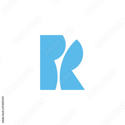 letter pr simple blue geometric logo vector