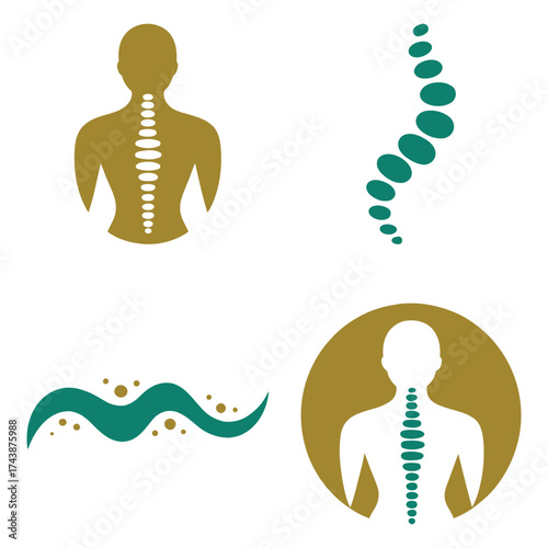 Chiropractic Wellness and Spine Alignment Logo Collection