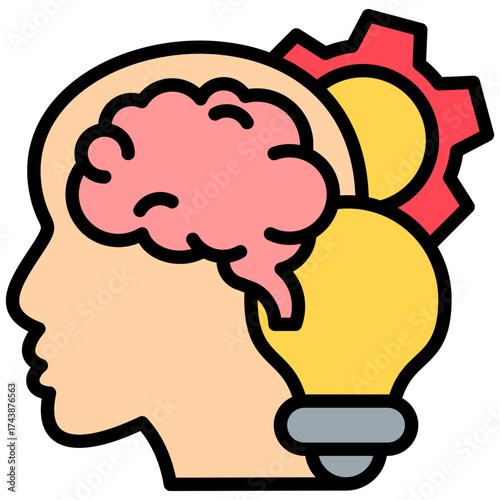 Critical Thinking lineal color icon