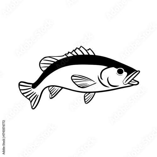 Bass. Bass simple black and white line art vector logo