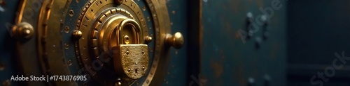 Wallpaper Mural Secure Golden Padlock on Sturdy Vault Door Symbol of Ultimate Safety and Financial Security Torontodigital.ca