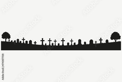 cemetery silhouette sketch illustration vector