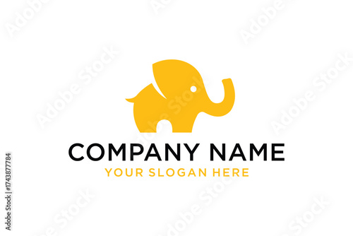 Cute Yellow elephant logo design