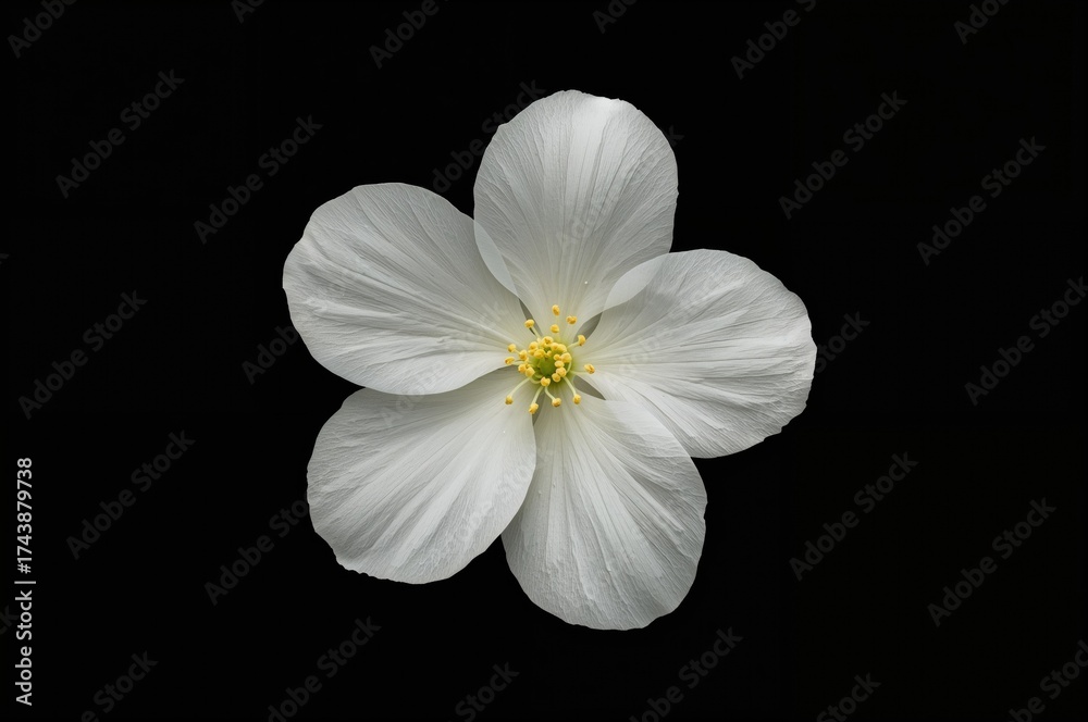 Fototapeta premium White kalia bloom against a dark backdrop with negative space - Botanical, nature, and color concept
