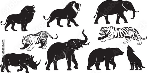 Jungle Animals Silhouette Illustration