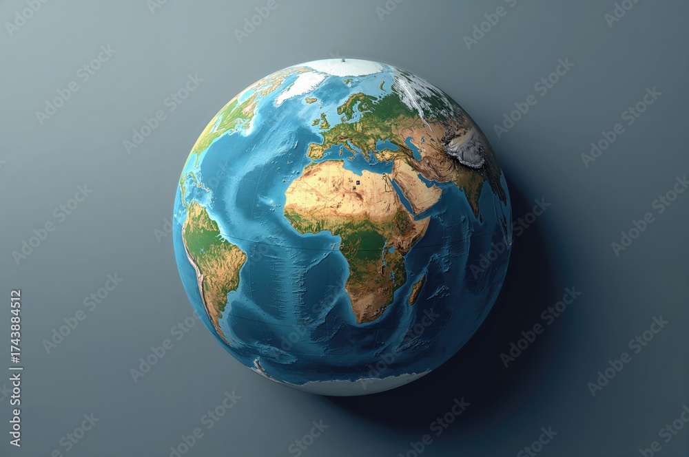 Fototapeta premium Global Earth Map Suitable for Creating a 16k World Globe Image