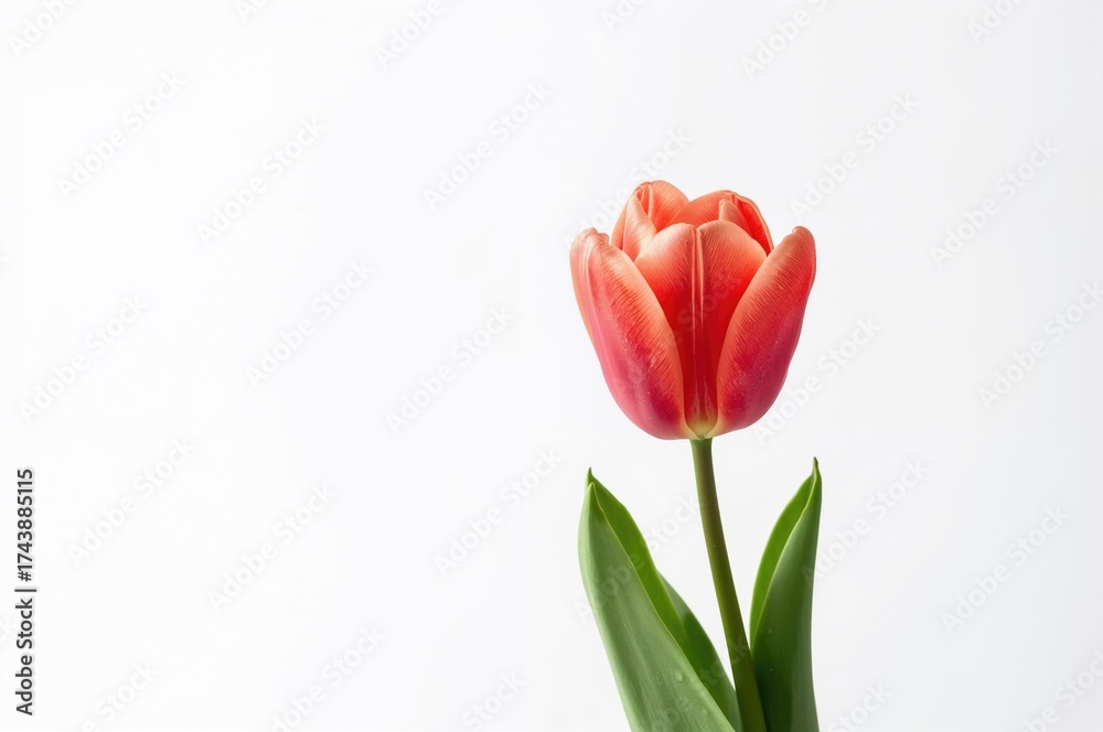 Fototapeta premium Single tulip against a plain white backdrop