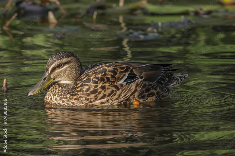 Fototapeta premium A Duck Swimming in a Pond