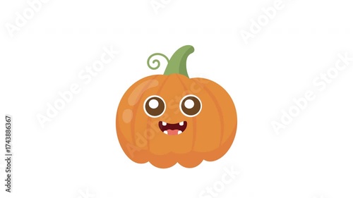 Cute Animated Halloween Jack-o'-Lantern Icon with Transparent Background. Looping Cartoon Pumpkin Character Motion Graphic.