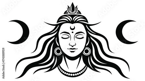 Lord Shiva Face Silhouette Vector – Minimal Design