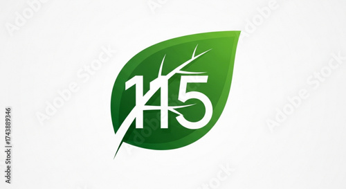 Green leaf with number 115 eco friendly concept nature symbol organic sign ecology icon plant logo