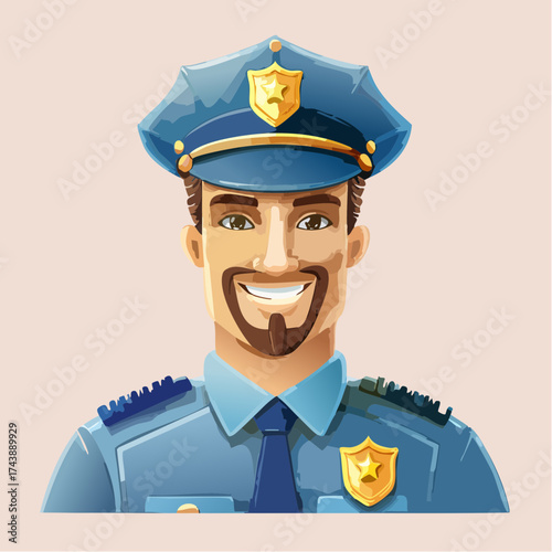 Police officer portrait with transparent background