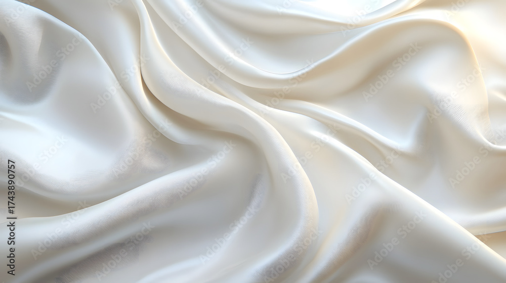 Fototapeta premium White fabric symbolizes purity, simplicity, and elegance. It reflects light beautifully, highlighting folds and textures. Commonly used in fashion, decor, and photography for its clean, minimal look.