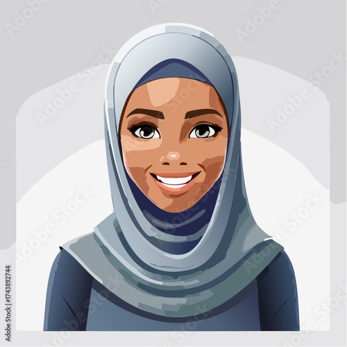 Smiling muslim woman portrait with transparent background