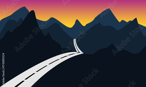 Mountain road and sunset illu...