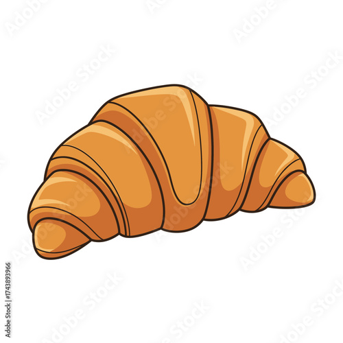 Illustration of a croissant isolated on white background, a buttery, flaky pastry of austrian origin
