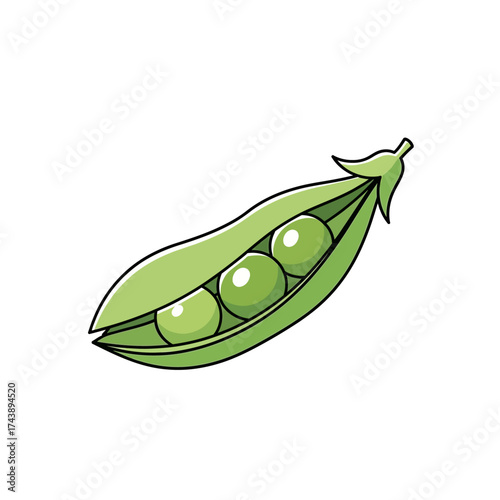 Green peas in a pod isolated on white background fresh vegetable, healthy food, vegetarian diet