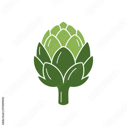 Illustration of a green artichoke isolated on white background, a healthy and delicious vegetable