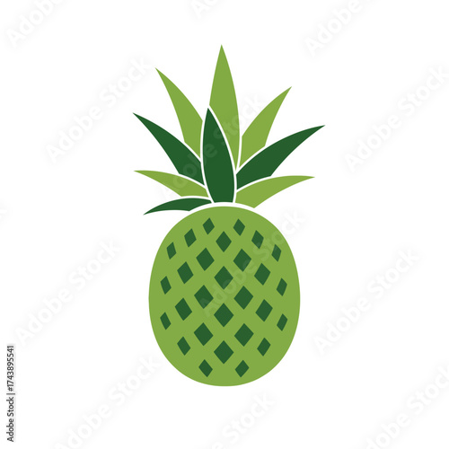 Illustration of a pineapple isolated on white background, a tropical fruit with sweet and sour taste