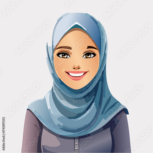 Smiling muslim woman portrait with transparent background