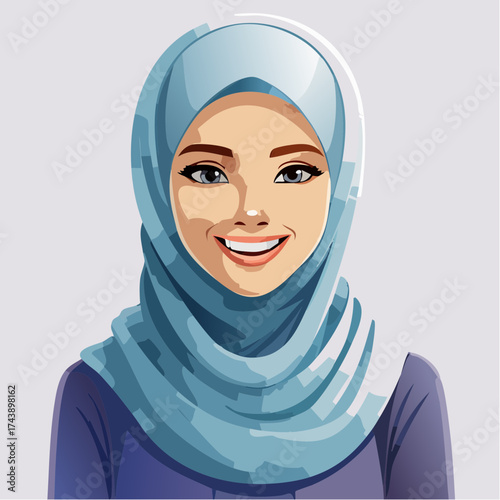 Smiling muslim woman with hijab with transparent background
