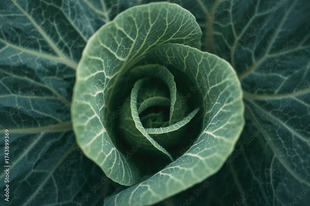 Obraz premium Close-up of a Savoy cabbage leaf texture