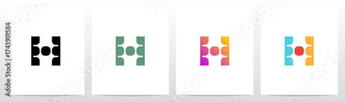 Connected Pieces Geometric Abstract Letter Initial Logo Design H