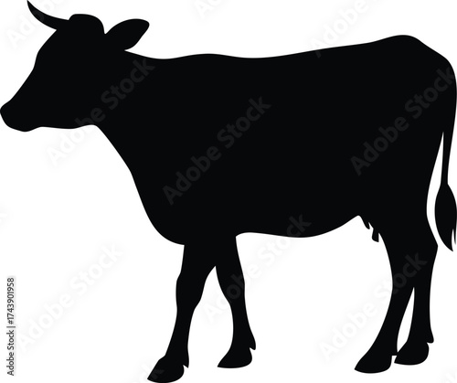 Cow Silhouette Vector Animal Illustration Minimalist Black and White Simple Design