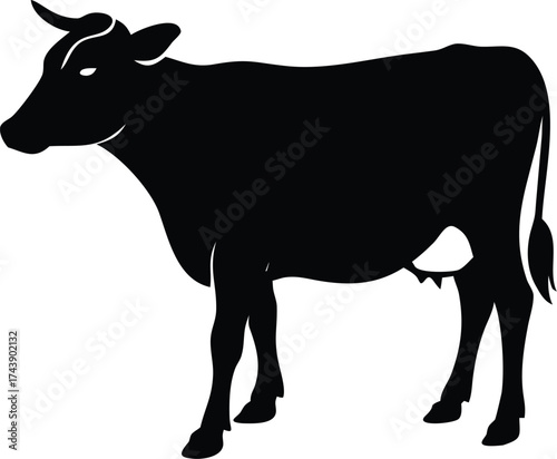 Cow Silhouette Vector Animal Illustration Minimalist Black and White Simple Design