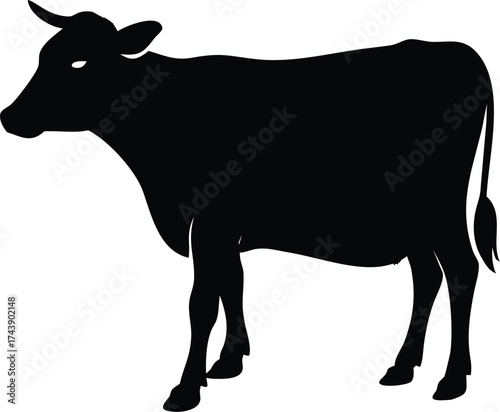 Cow Silhouette Vector Animal Illustration Minimalist Black and White Simple Design