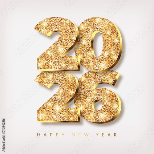 New Year background with gold glitter number 2026