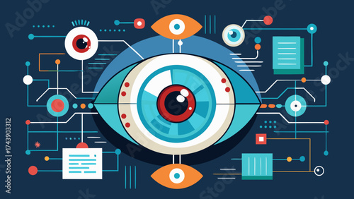 Eye with circuit board and digital technology elements