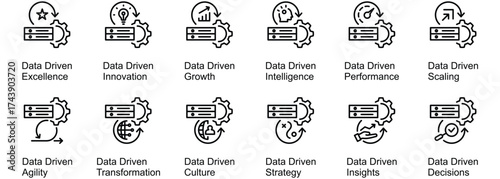 Data Driven banner web icon vector illustration of Excellence, Innovation, Growth, Intelligence, Performance, Scaling, Agility, Transformation, Culture, Strategy, Insights, Decisions