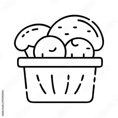 Basket filled with various mushrooms for foraging and cooking  