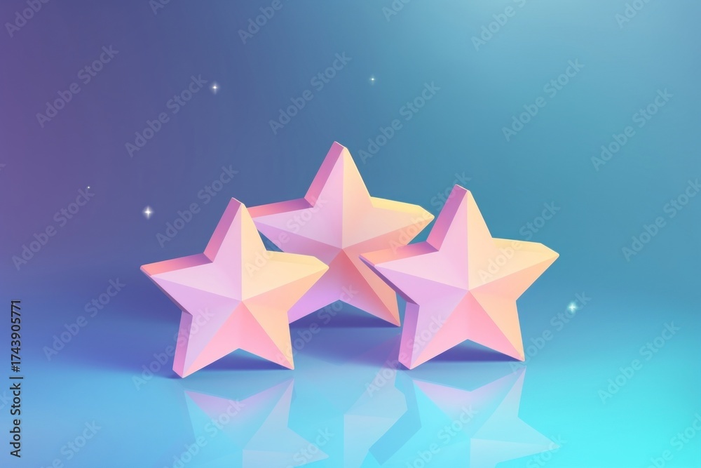 Obraz premium 3d bubble rating stars night illuminated decoration.